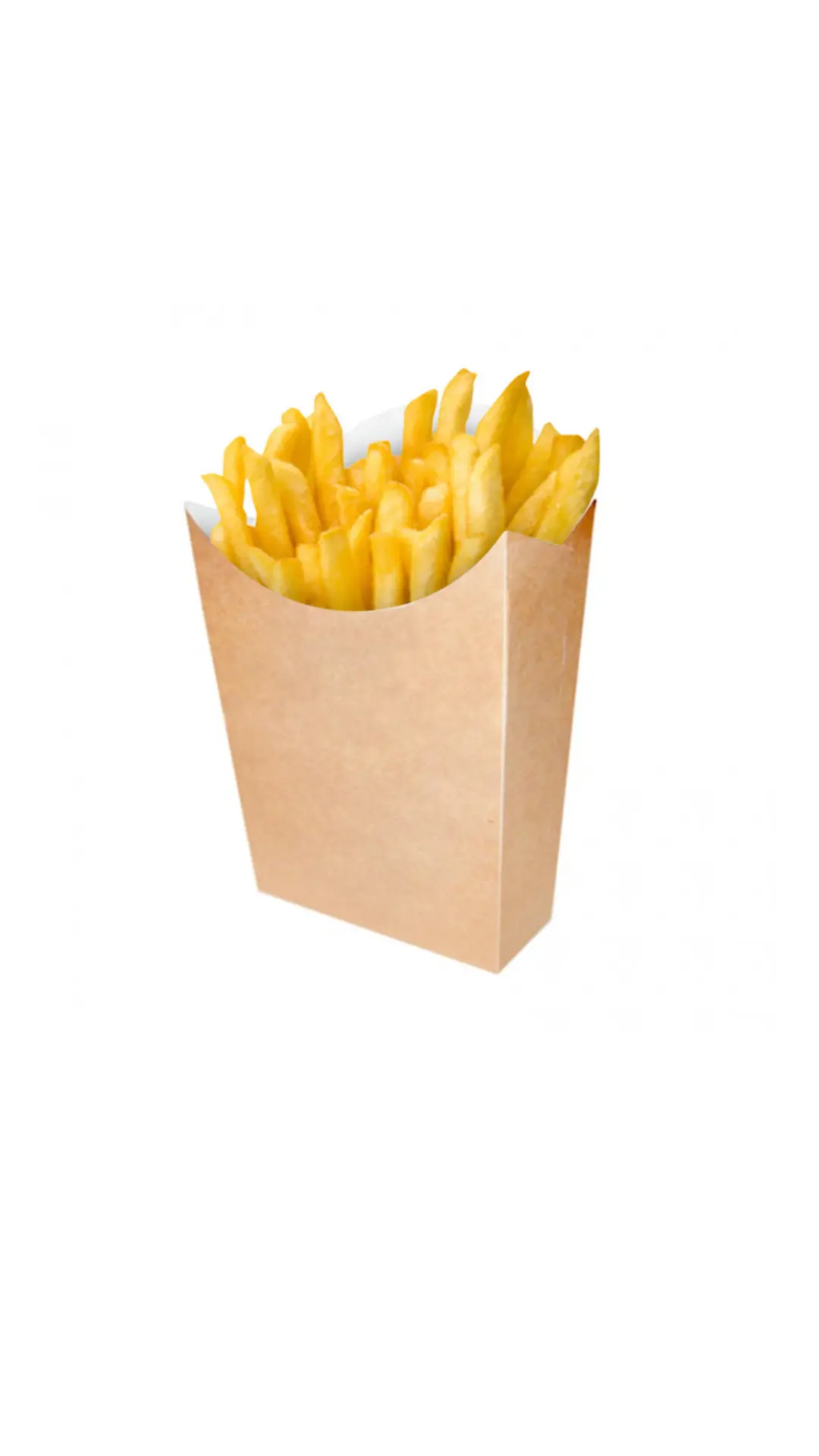 Patatas fritas servidas en un envase de cartón